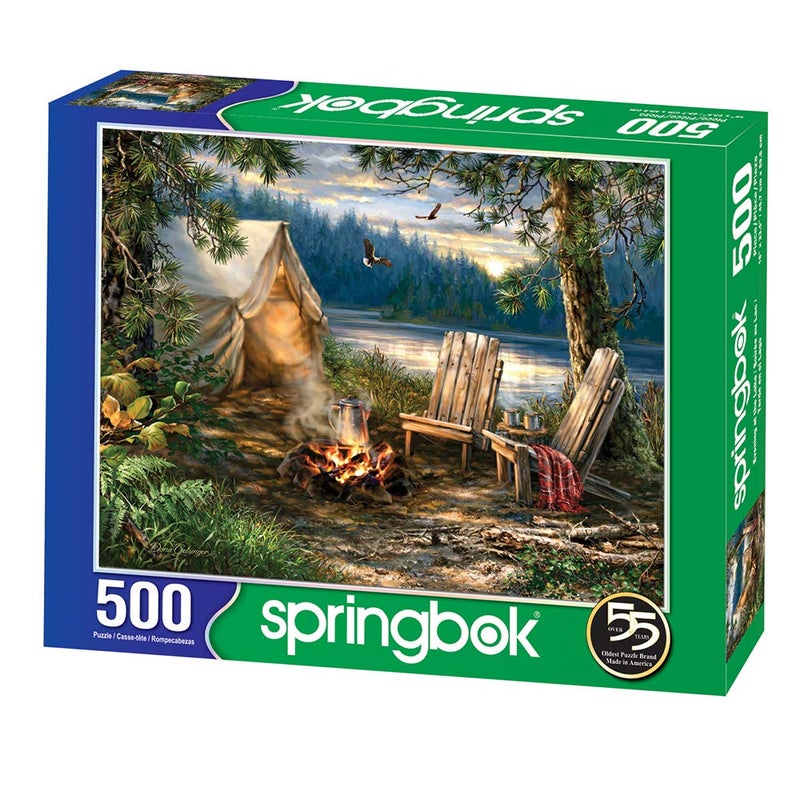 Springbok بازل سبرينغبوك 500 قطعة - أمسية على البحيرة - صنع في الولايات المتحدة الأمريكية - Image 2